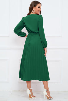 Lange ermer mørkegrønn uformell kjole