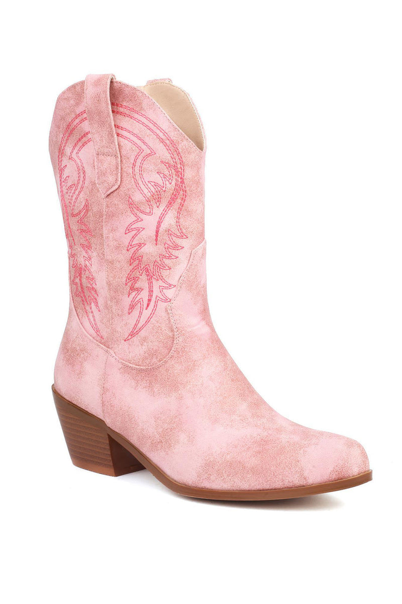 Load image into Gallery viewer, Svart broderi Chunky Heel Poined Toe Boots