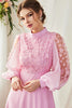 Load image into Gallery viewer, A-Line lange ermer Candy Pink formell kjole med 3D-blomster