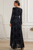 Load image into Gallery viewer, A-Line lange ermer blonder svart formell kjole med sash