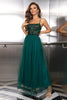 Load image into Gallery viewer, Sparkly Tulle Lace-Up Back Pine formell kjole med paljetter