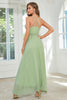 Load image into Gallery viewer, Chiffon A-Line Blush Pink Long formell kjole med spalte