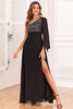 Load image into Gallery viewer, Sparkly One Shoulder Black formell kjole med paljetter
