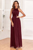 Load image into Gallery viewer, Sparkly Halter Burgundy Party Dress med åpen rygg