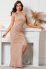 Load image into Gallery viewer, Glitter One Shoulder Champagne Holiday Party Kjole med frynser