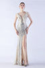 Load image into Gallery viewer, Lilac Mermaid V Neck Sequin og Beaded Struts fjær kveldskjole med spalt