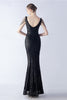 Load image into Gallery viewer, Lilac Mermaid V Neck Sequin og Beaded Struts fjær kveldskjole med spalt