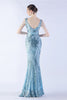 Load image into Gallery viewer, Lilac Mermaid V Neck Sequin og Beaded Struts fjær kveldskjole med spalt