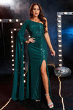 Peacock One Shoulder Chiffon og Sequin Mermaid formell kjole