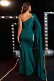 Peacock One Shoulder Chiffon og Sequin Mermaid formell kjole