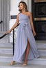 Load image into Gallery viewer, Dusty Blue A-Line One Shoulder Prom Dress med Slit
