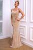 Load image into Gallery viewer, Champagne Spaghetti stropper Havfrue Prom kjole med Slit