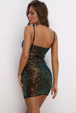 Sparkly Spaghetti stropper Green Bodycon Dress