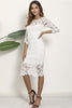 Load image into Gallery viewer, Hvit skjede blonder midi kjole med halve ermer