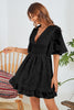 Load image into Gallery viewer, Hvit A-Line V Neck casual kjole med korte ermer