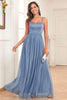 Load image into Gallery viewer, Blå A-Line Spaghetti stropper Long Prom Dress