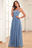 Load image into Gallery viewer, Blå A-Line Spaghetti stropper Long Prom Dress