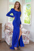 Load image into Gallery viewer, Sparkly Mermaid lange ermer Royal Blue Prom kjole med spalt
