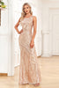 Load image into Gallery viewer, Golden Mermaid Round Neck Sequins Long Prom Dress