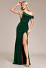 Load image into Gallery viewer, Glitter mørkegrønn havfrue en skulder lang ballkjole med spalt