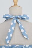 Halter Blå Polka Prikker 1950-tallet Kjole