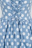 Halter Blå Polka Prikker 1950-tallet Kjole