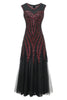 Load image into Gallery viewer, svart rød paljetter lang 1920-tallet kjole