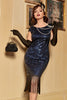 Load image into Gallery viewer, blå rund hals 1920-tallet flapper kjole