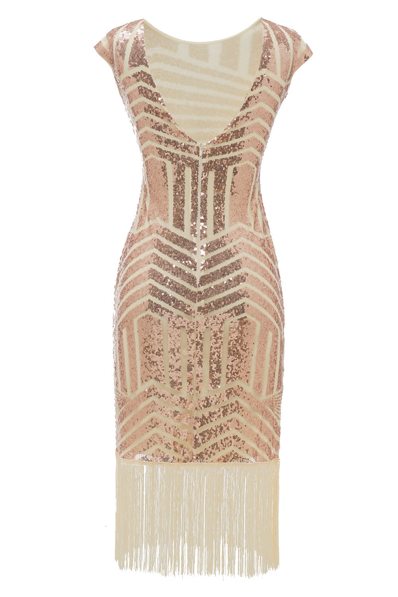 Load image into Gallery viewer, rødme rund hals 1920-tallet flapper kjole