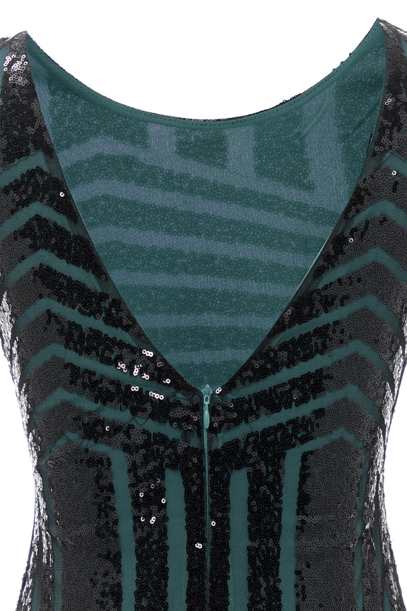 Load image into Gallery viewer, grønn rund hals 1920-tallet flapper kjole