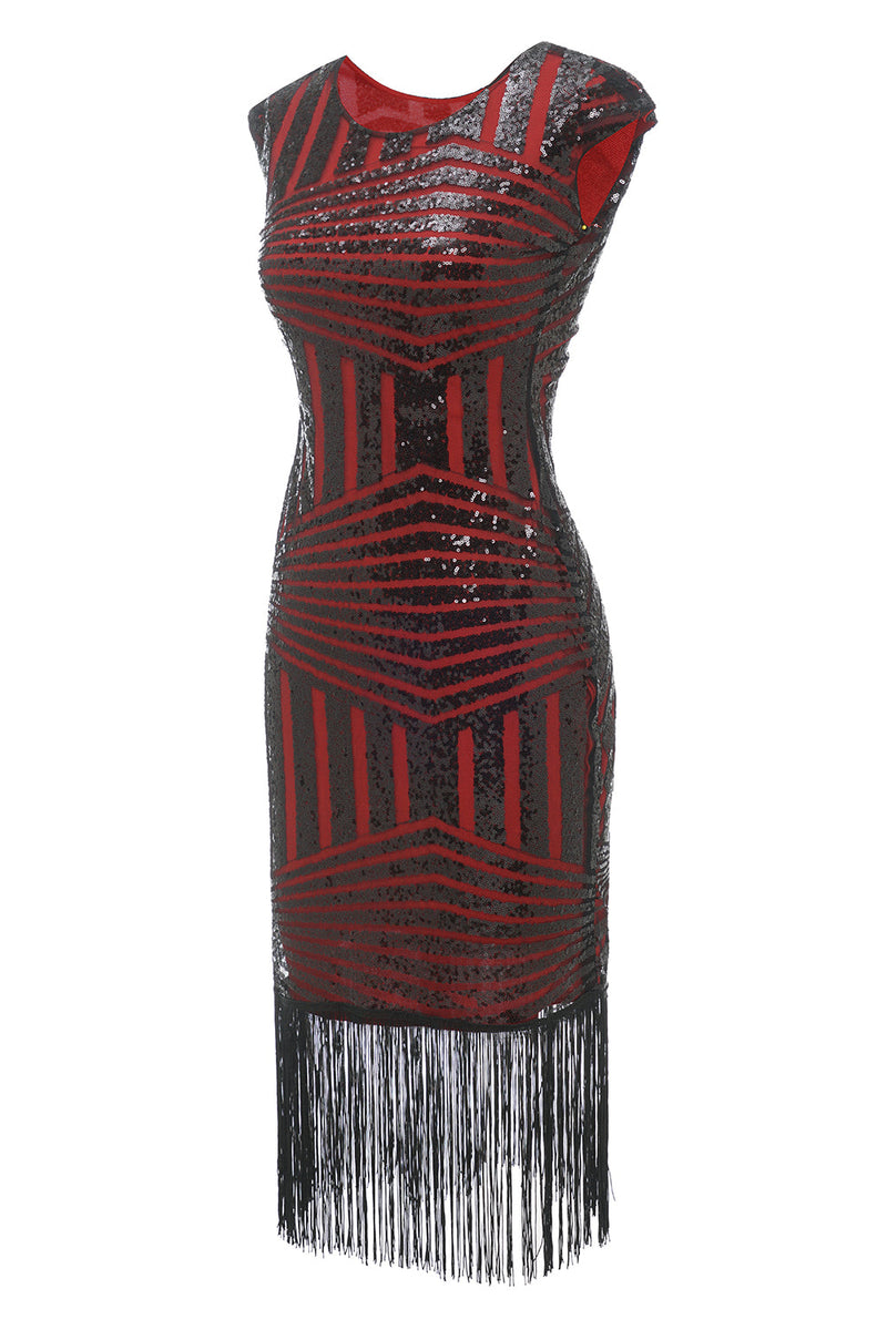 Load image into Gallery viewer, rød rund hals 1920-tallet flapper kjole