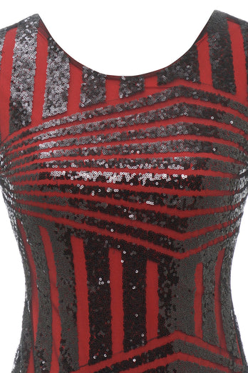 rød rund hals 1920-tallet flapper kjole
