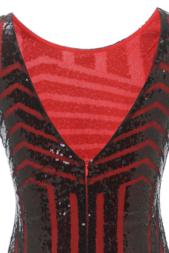 rød rund hals 1920-tallet flapper kjole