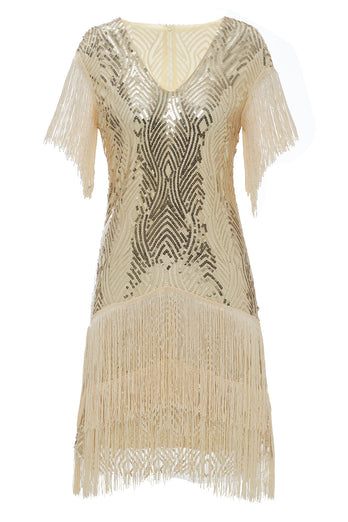 1920-tallet vintage paljett frynse kjole