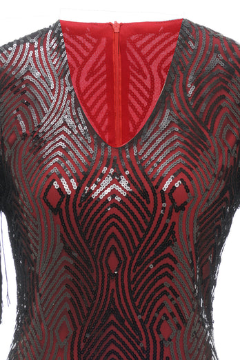 svart rød v nakke 1920-tallet fest kjole