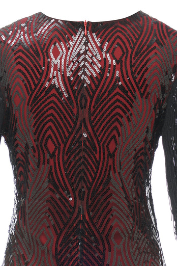 svart rød v nakke 1920-tallet fest kjole