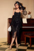 Load image into Gallery viewer, svart rød spaghetti stropper 1920-tallet kjole