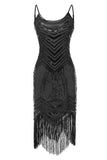 Bodycon Svart Sølv Paljetter 1920-tallet Kjole