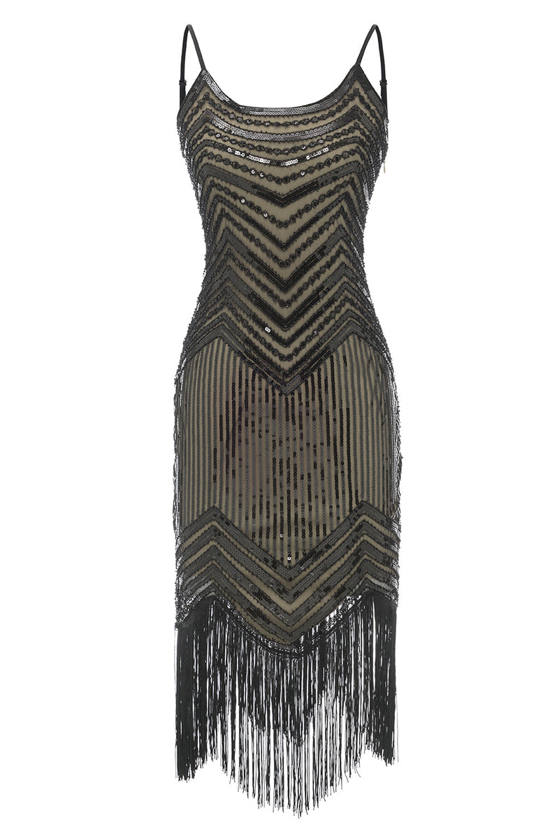 Load image into Gallery viewer, frynsete vintage 1920-tallet paljett kjole