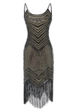 frynsete vintage 1920-tallet paljett kjole