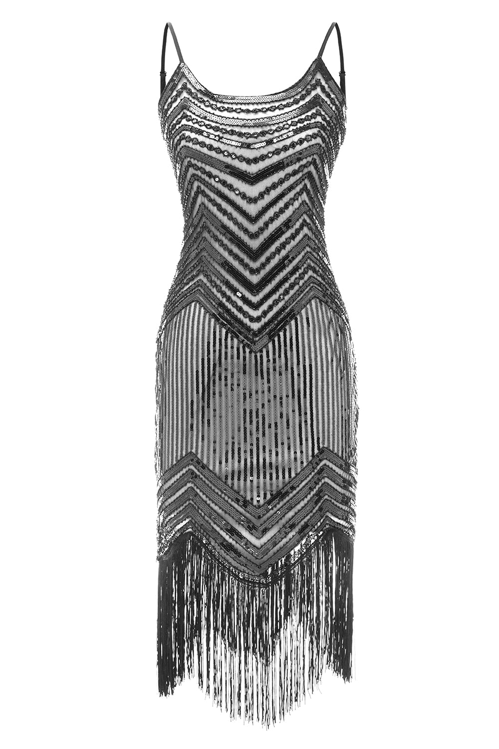 Bodycon Svart Sølv Paljetter 1920-tallet Kjole