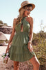 Load image into Gallery viewer, Halter Army grønn sommer kjole ryggløs