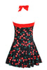 Load image into Gallery viewer, Plus Size svart og rød kirsebær trykt badetøy