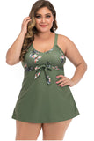 Plus Size Army Grønn Blomster Badetøy