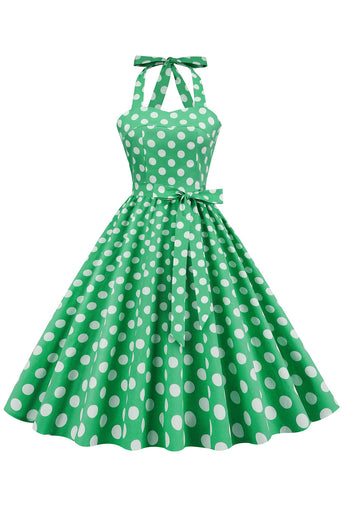 grønn polka prikker 1950-tallet pin opp kjole
