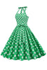 Load image into Gallery viewer, grønn polka prikker 1950-tallet pin opp kjole
