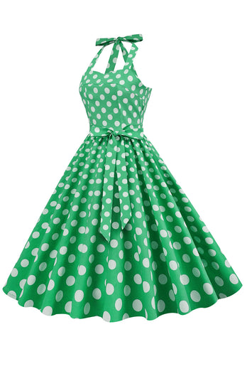 grønn polka prikker 1950-tallet pin opp kjole