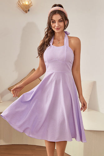 grime lavendel plaid vintage kjole