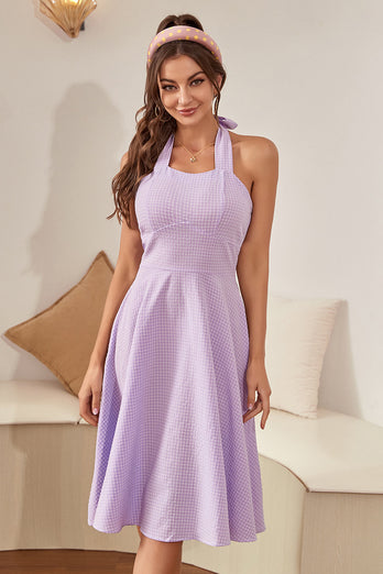 grime lavendel plaid vintage kjole