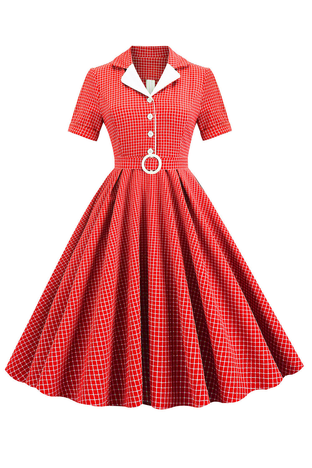 retro stil rød rutete 1950-talls kjole